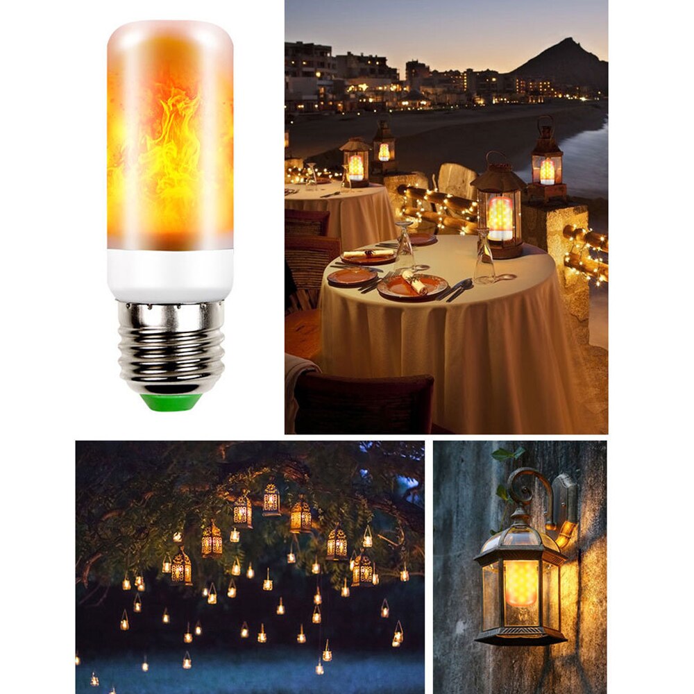 3PCS E27 LED Flame Fire Effect Simulated Nature Light Bulb Decor Atmosphere Lamp Light Source: High Brightness 2835 Led Beads