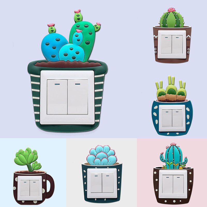 Luminous Switch Protective Cover Fluorescent Glow Cactus Unicorn Dino Switch Sticker Wall Home Decor Wall Stickers Room Decor