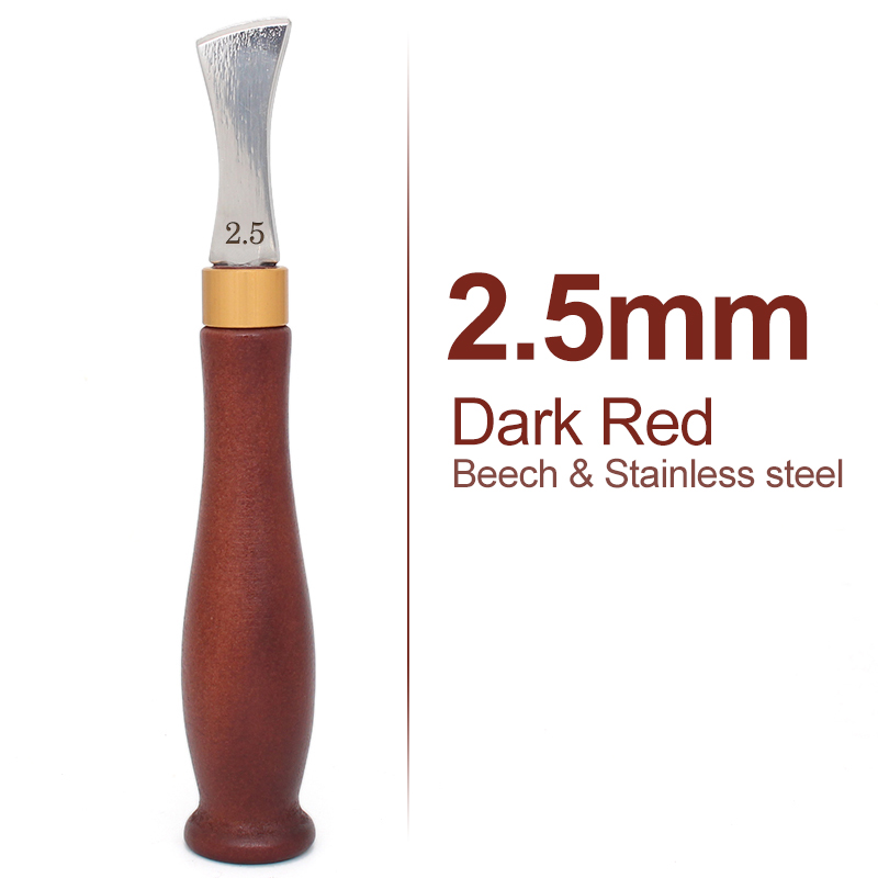 Leather Edge Creaser Tool, Stainless Steel Shallow Slot Edge Linear Marking Crimping Working Wood Handle Tools for Leather Craft: Dark Red 2.5mm