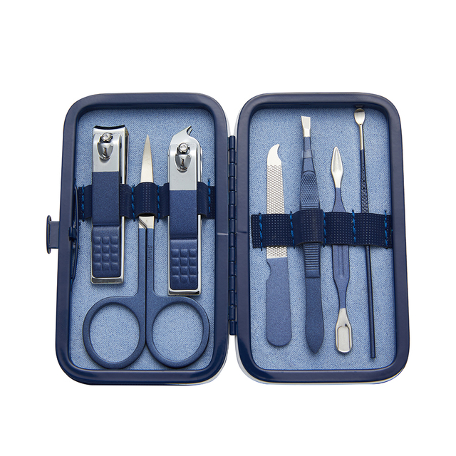 Juego de tijeras de pedicura, cortador de uñas de acero inoxidable, hebilla de cuero plegable, gancho de águila, juego de herramientas de cortaúñas, 7-15 piezas: 7PCS