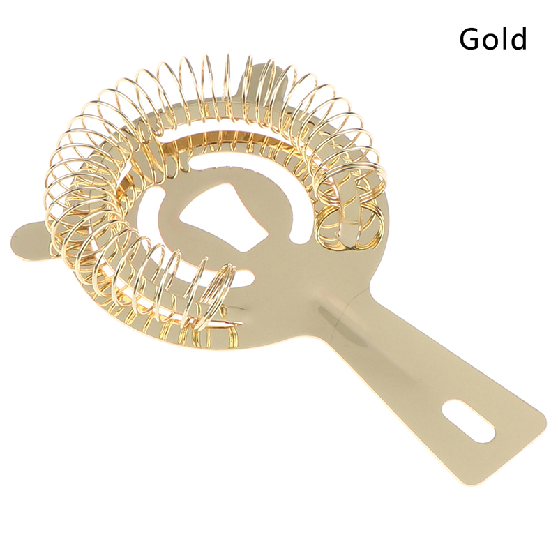 1pc Useful Stainless Steel Cocktail Shaker Bar Ice Strainer Wire Mixed Drink Bartender Tool Bar Accessories: Gold