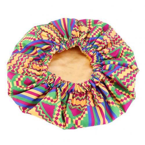 Extra grote satijnen gevoerde muts voor dames, plus size 38cm , satijnen zijden muts met print, slaapmuts, hoofdbedekking, muts: Gouden