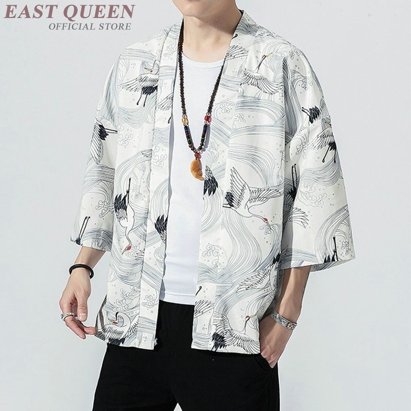 Kimono masculino japonês, estilo kimono tradicional, para homens, harajuku, traje samurai