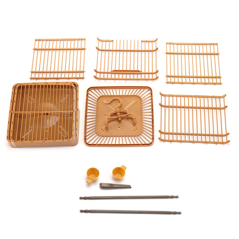 Assembly Bird Cage With Feeder And Waterer Small Pet Bird Full Set Of Plastic Bird House Thrush Parrot Cage: Square