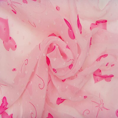 Tela de gasa con estampado de corazones y puntos suaves, materiales de malla de tul para vestidos, blusa de costura para mujer y ropa para niños DIY: 01 pink