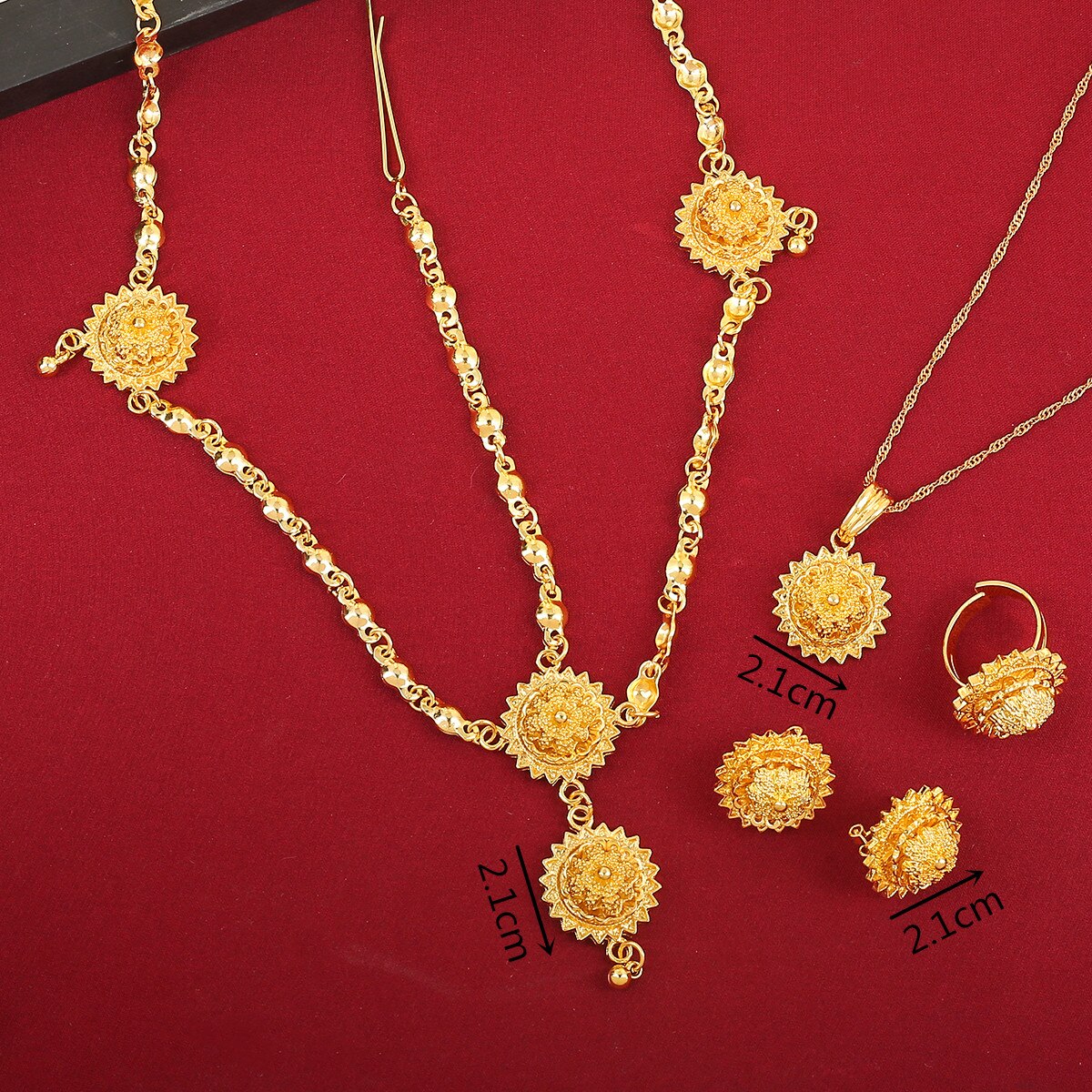 Ethiopian Jewelry 24k Gold Color For African Ethiopian Eritrean Habesha Jewelry Sets