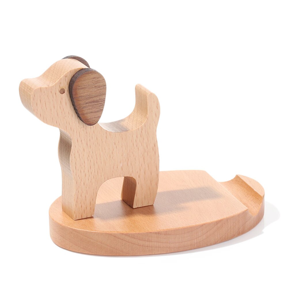 Solid Wood Animal Bracket Phone Holder Desk Stand Foldable Desk Holder Stand Car Home Mount Bracket: 5