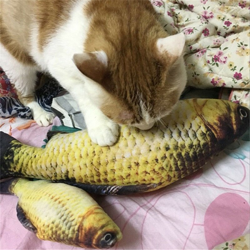 20/30/40 cm Simulation Fish Plush Toys Cat Wagging Fish Soft Realistic Red carp Saury Catfish Toy For Pet Funny Chewing