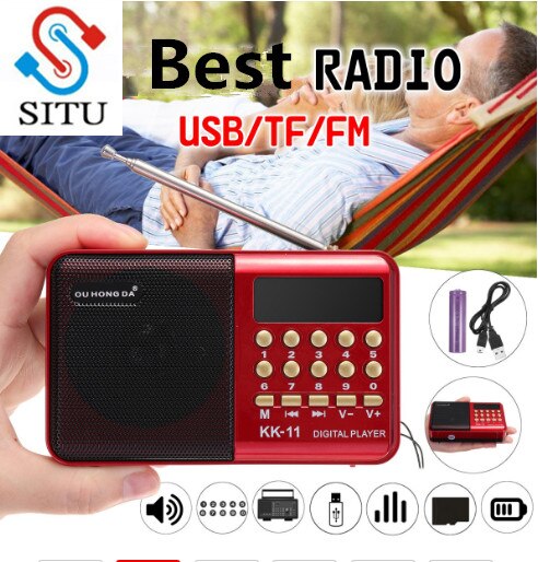 Mini Draagbare Radio Handheld Digitale FM USB TF MP3 Player Speaker Oplaadbare