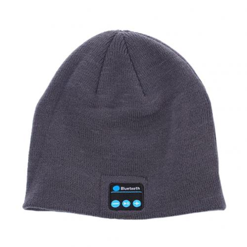 Gorro de lana con auriculares de música recargables por USB, gorro de invierno con Bluetooth: Gris oscuro