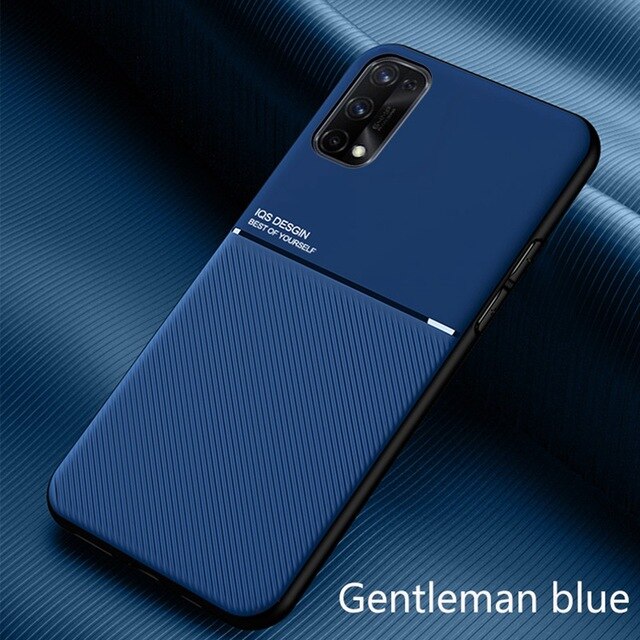 Für realme7 5g fall leder textur auto magnetischer halter telefon abdeckungen für oppo realme 7 pro realmy realmi 7 7pro stoßfest coque: baodan888 / blue