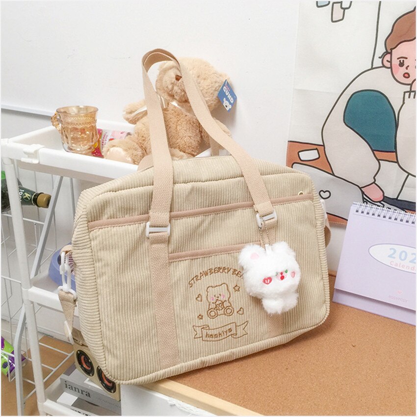 Frauen Cord Schulter Taschen Schule Mädchen Jk Schul Handtaschen Casual Frauen Tote Crossbody Einkaufstasche Für Damen