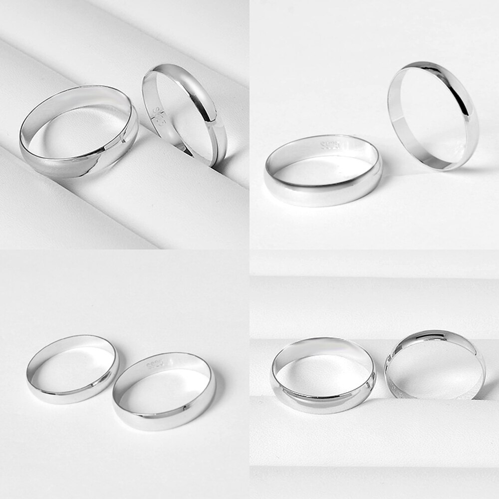Casamento simples anel de noivado sólido 925 prata casal anel mulher ou homem único anel atacado jóias platinum platinum platinum platinum casamento