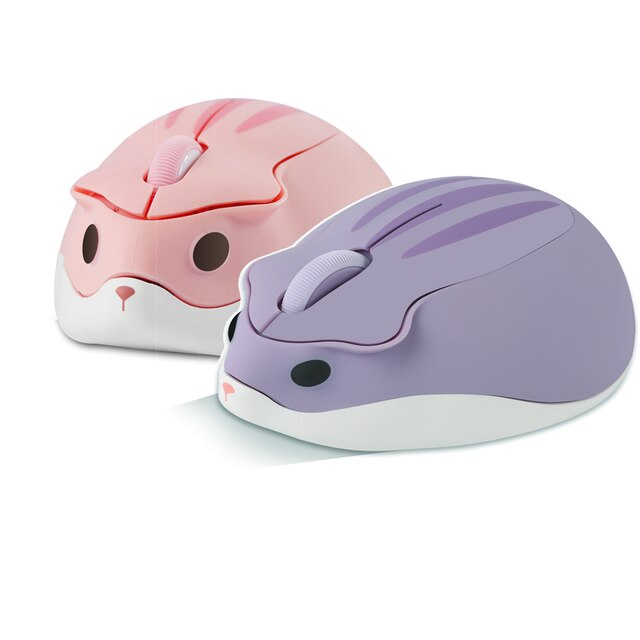 Neue Nette Maus USB Optische Drahtlose Gaming Cartoon Mause Rosa 3D Hamster Form Gamer Laptop Mäuse 1600DPI Für mädchen: pink and purple