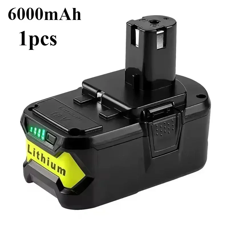Original RYOBI 18V 6.0Ah 12.0Ah lithium battery+charger, compatible with P108/P104/P107 power tools RB18L50/RB18L20 battery pack: SKY BLUE