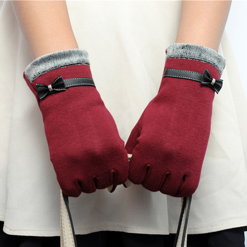 Elegante Plüsch Frauen Handschuhe Herbst Winter Warme Handgelenk Fäustlinge Weiblichen Fahren Handschuhe guantes mujer luvas de inverno: Stil 4 Wein rot