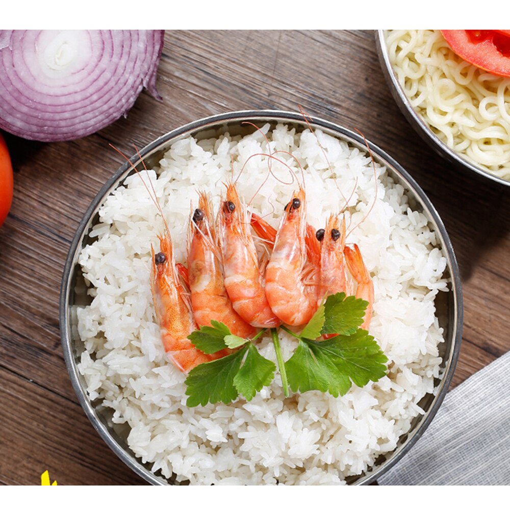 Stainless Steel Bowl Anti-Scald Double-Wall Thermal Insulation Bowls Non-Slip Food Soup Bowl Kitchen Utensil for Cooking Baking