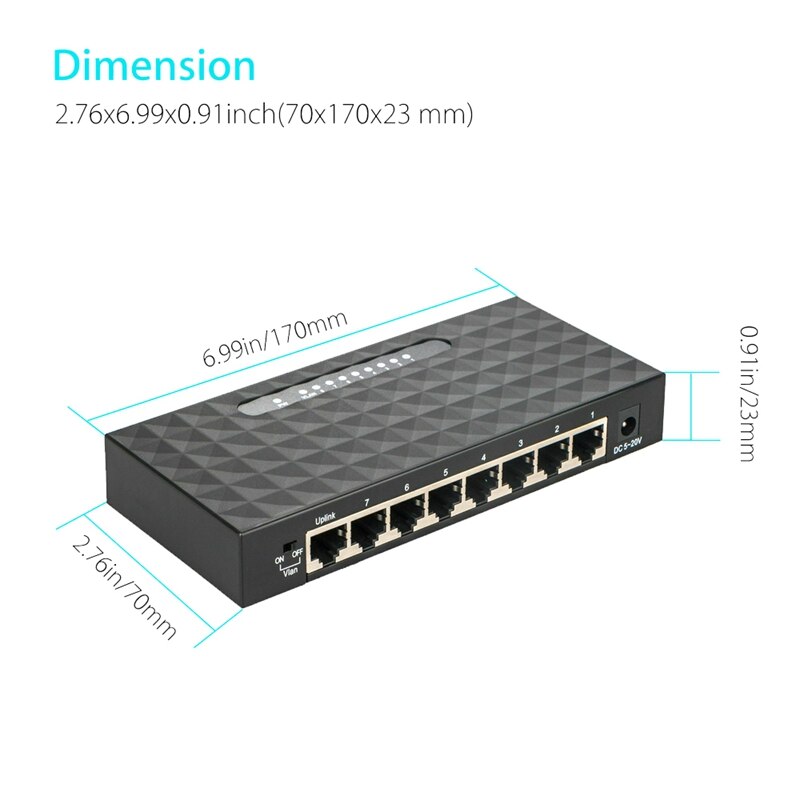 mini USB Lan Poe Ethernet di Rete desktop interruttore 8 porta 10 100Mbps Internet Veloce centro