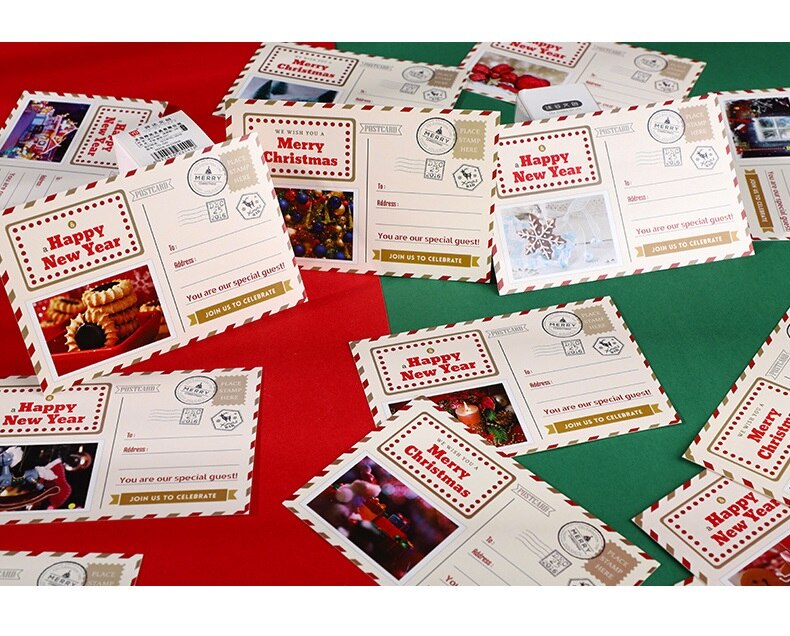 Cartões de visitas e comemorações artesanais para natal, cartas criativas de natal com 30 compartimentos, cartões de mensagens, presente de natal e ano novo