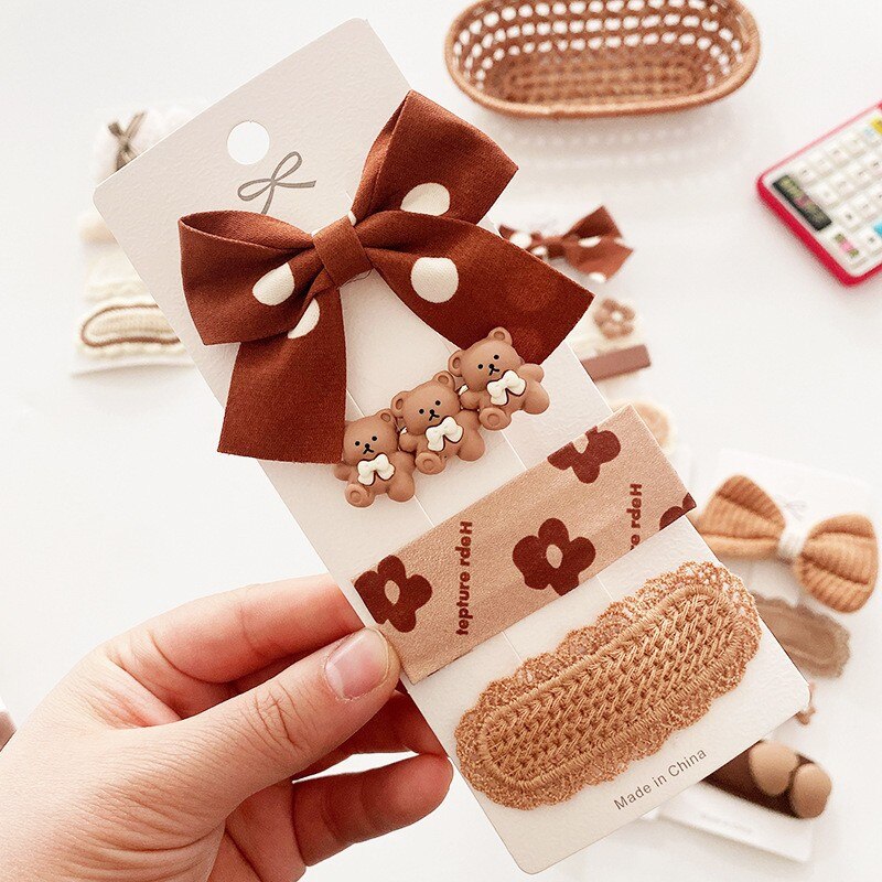 2022 4 Pcs Set Kids Zoete Boog Haarspelden Kawaii Boog Bloem Meisjes Haarspelden Meisje Haar Accessoires Kids Hoofddeksels: 4pcs 7