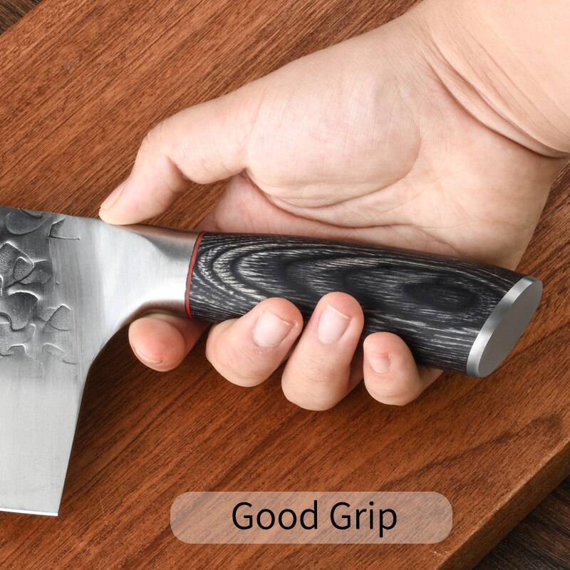 Couteau de Chef forgé Super tranchant, couteau de boucher, couteau de cuisine chinois en acier inoxydable, outils de cuisine avec manche en bois