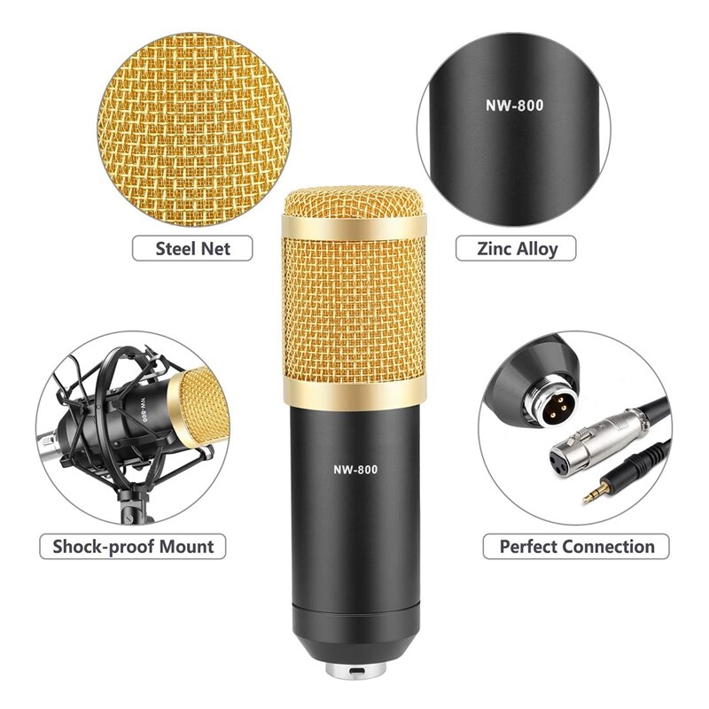 Studio Broadcasting & Recording Microphone Set Including Condenser Microphone