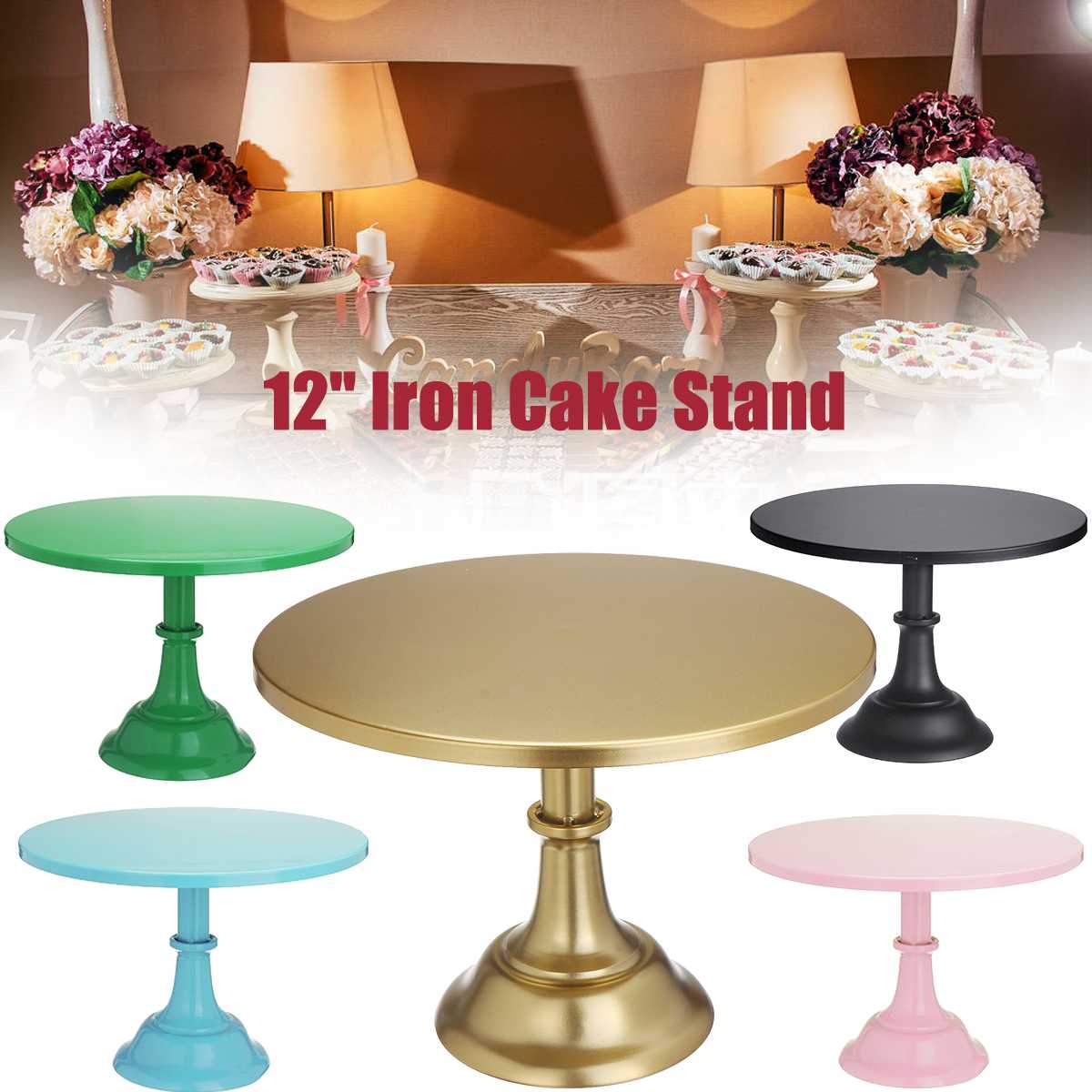 Metalen Taart Plaat Draaitafel Roterende Anti-Slip Iron Ronde Cake Stand Taart Decoreren Draaitafel Keuken Diy Pan Bakken tool