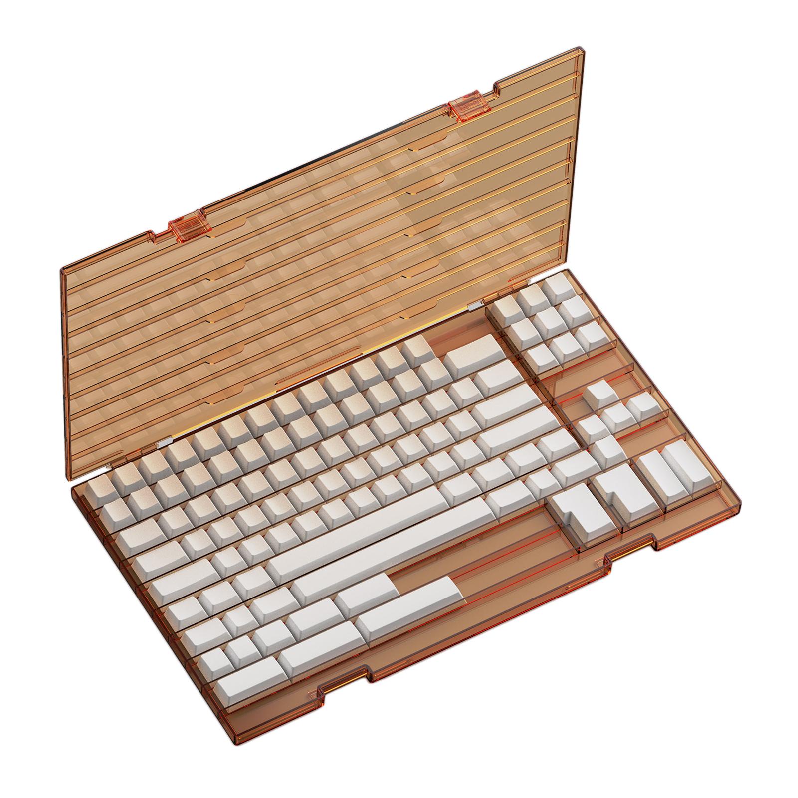 Transparent Keycap Storage Box With Cover DIY Keycaps Set Display Organizing Lids Bins Sheet Keyboard Profile Collection Case: Orange for Cherry