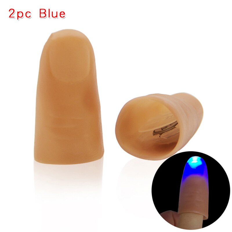 Magic Vinger Duimen Led Red Light Up Speelgoed Voor Volwassenen Kinderen Kids Magic Speelgoed Grappen Professionele Goocheltrucs props: 2pc Blue