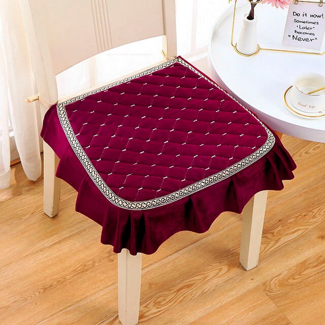 Thicken Non-slip Dining Chair Cushion Horseshoe-shaped Soft Seat Mat Restaurant Office Chair Mat Stool Pad Winter Plus Velvet: style E-3