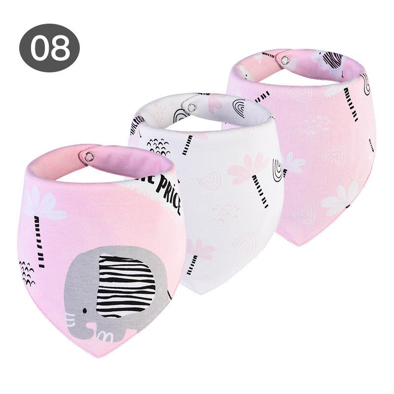 Slabbers Waterdicht voor 0-2 Jaar Oud 3 stuks/set Katoen Bandana Accessoires 3 lagen Cartoon Print Baby Driehoek handdoek: 8