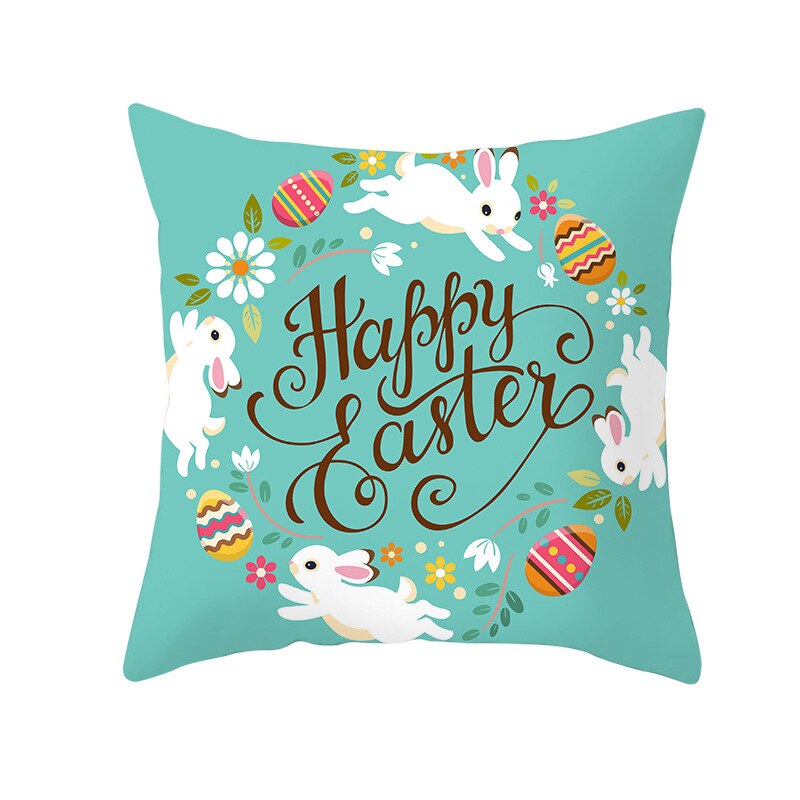 Kids Kussen Print Pasen Leuke Konijn Print Kussen 45*45Cm Case Polyester Sofa Auto Kussen Cover Home Decor funda Rechthoekige: 6