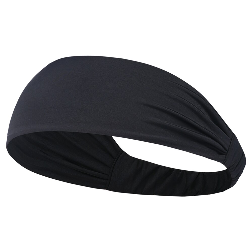 Cool Sweat Sweatband Breathable Elastic Hair Band Ice Silk Soft Stretch Wide Headband Bandana Moisture Wicking Hair Accessories: Black