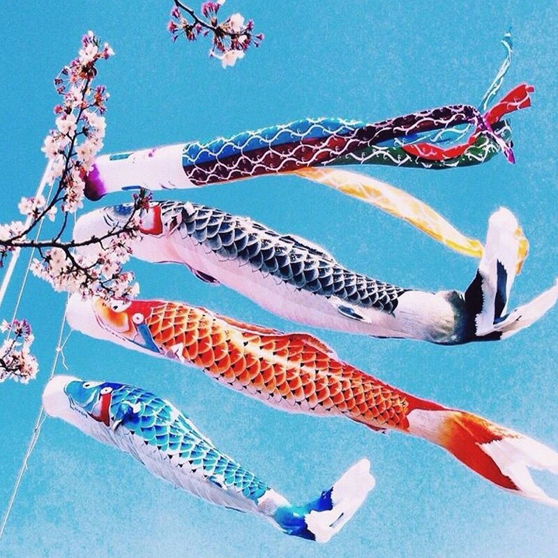 Japanischen Stil 40/70/100 CM Koinobori Karpfen Wind Fahnen Koinobori Bunte Karpfen Flagge Hängen Zauberstab Wohnkultur