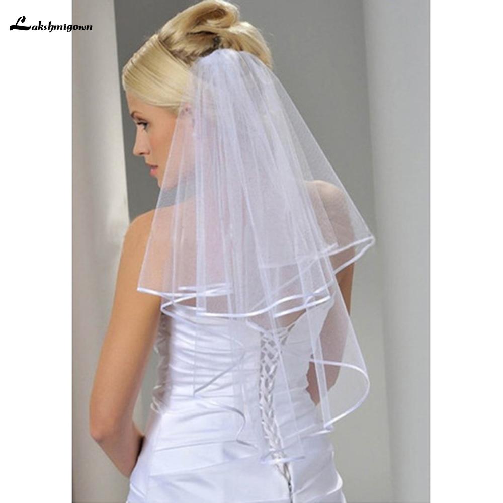 Velos nupciales de tul, velo nupcial blanco para boda con velos de boda con peineta con borde de cinta de encaje para accesorios de boda de matrimonio