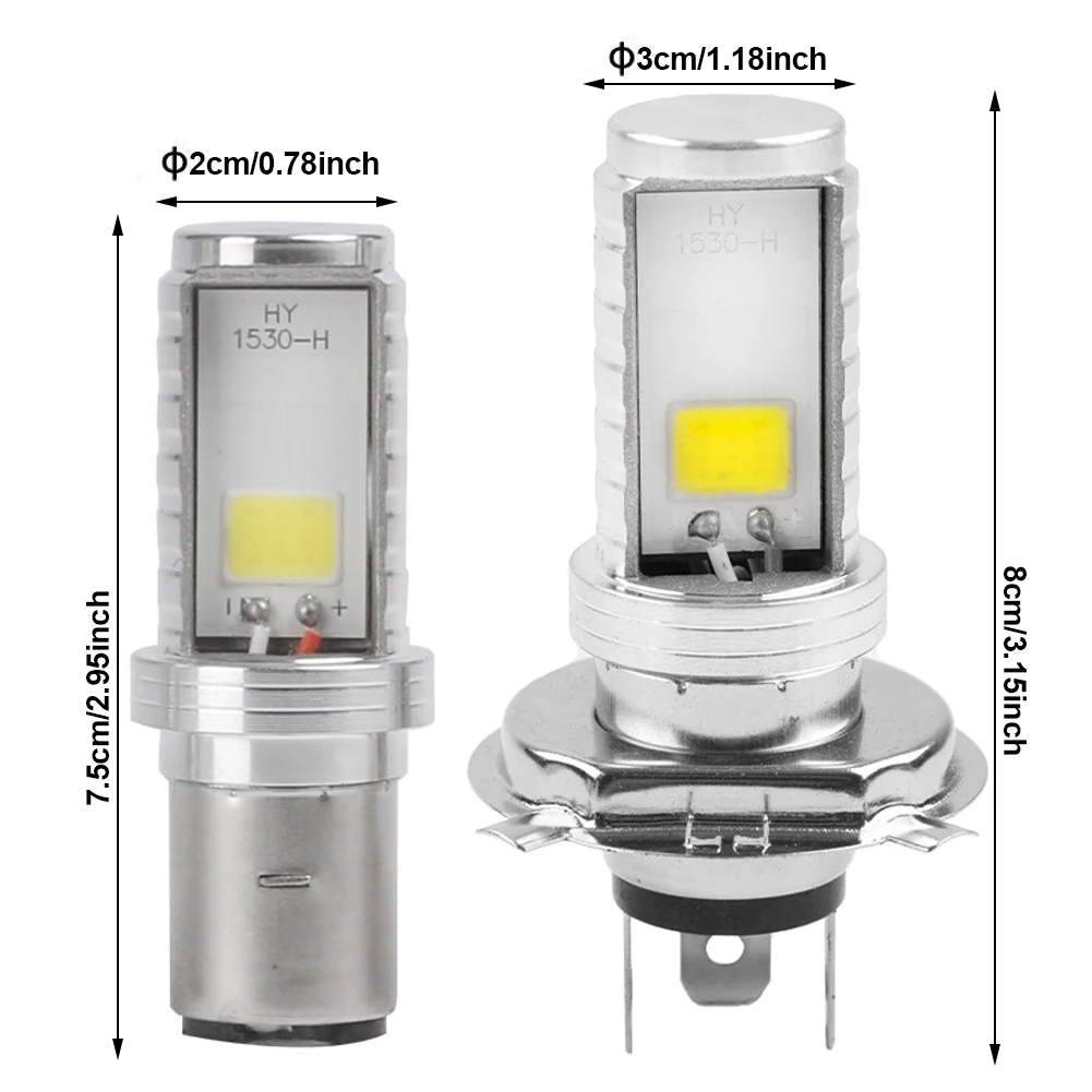Ampoules Led pour phares H4 H6 COB, 6500k, pour moto, Scooter, véhicule électrique, lumières DRL, lumière de sécurité pour conduite nocturne, 12V-80V, 1 pièce