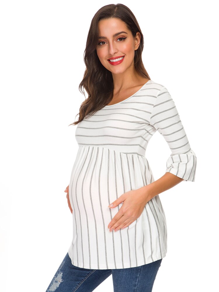Summer casual Tunic Tops Women Tee Shirt Maternity Clothes Ruffles Plus Size Tees T-shirt Pregnancy Loose Womens Clothing