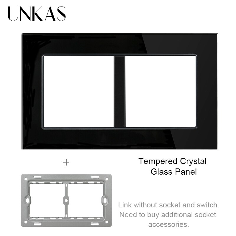 UNKAS Free Combination DIY Gray Single Tempered Crystal Glass Panel Grey Matching Modules For Wall Socket Switch: Black 146 Panel