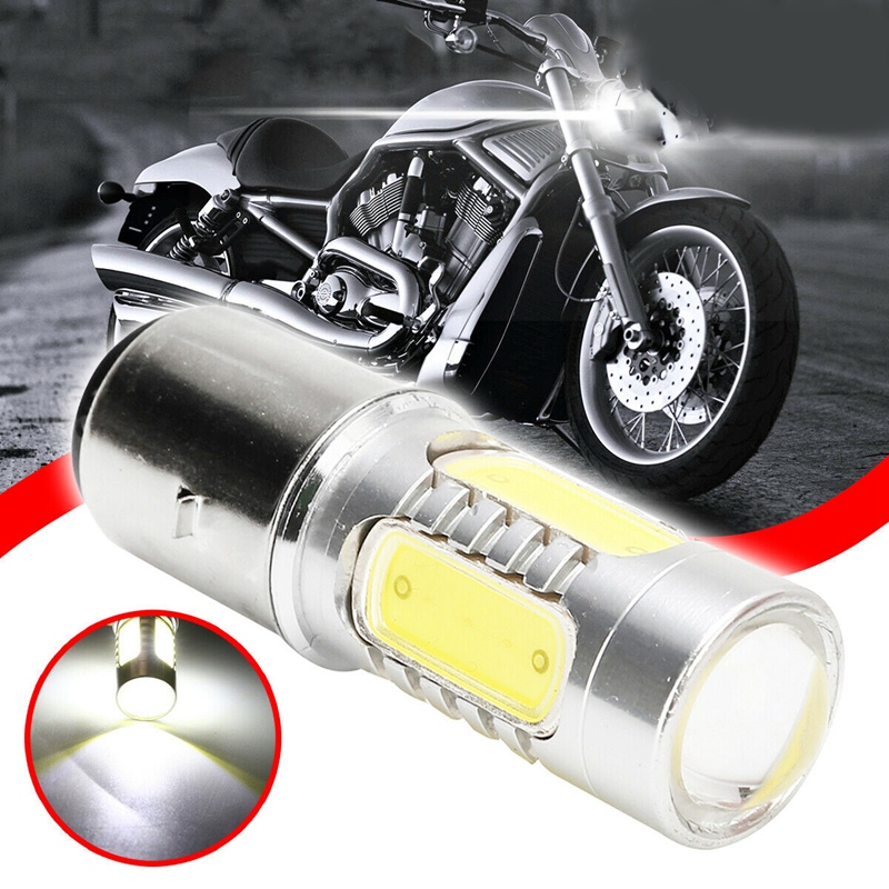 Motorfiets Koplamp 12V H6 Ba20d 4 Cob Led Wit Lamp Geschikt Voor Bromfiets Atv Koplamp