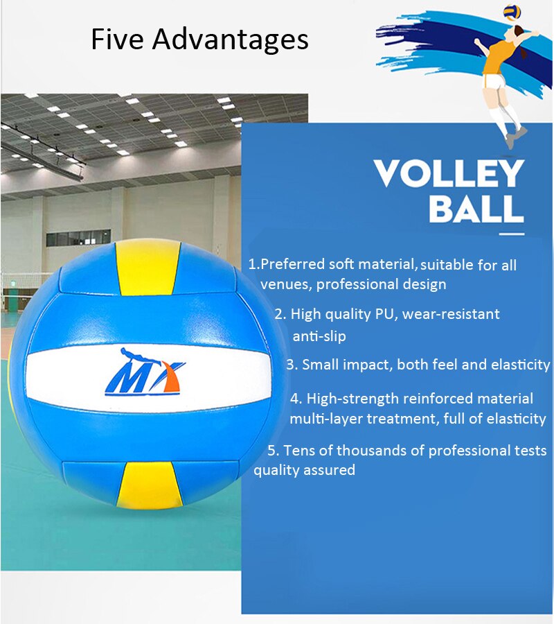 Balle 5 # Standard volley-Ball Durable doux au toucher PU volley-Ball en plein air plage intérieure balle d'entraînement adulte sport jeu Volei Handball