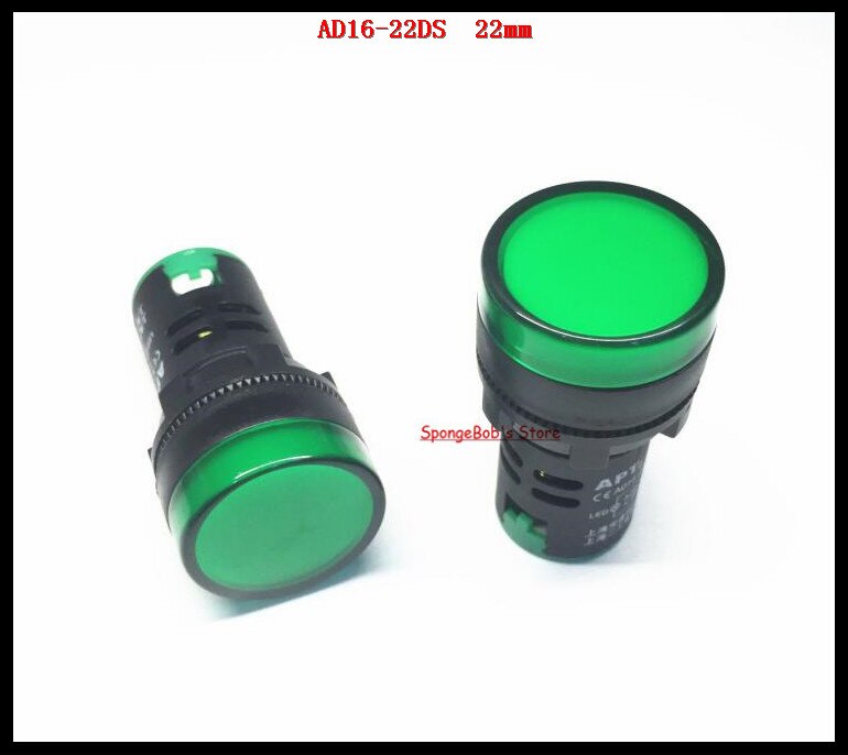 5 stks/partij AD16-22D/S 22mm Green AC/DC 12 v, 24 v, 36 v, 110 v, AC220V LED Power Indicator Signal Light Pilot Lamp