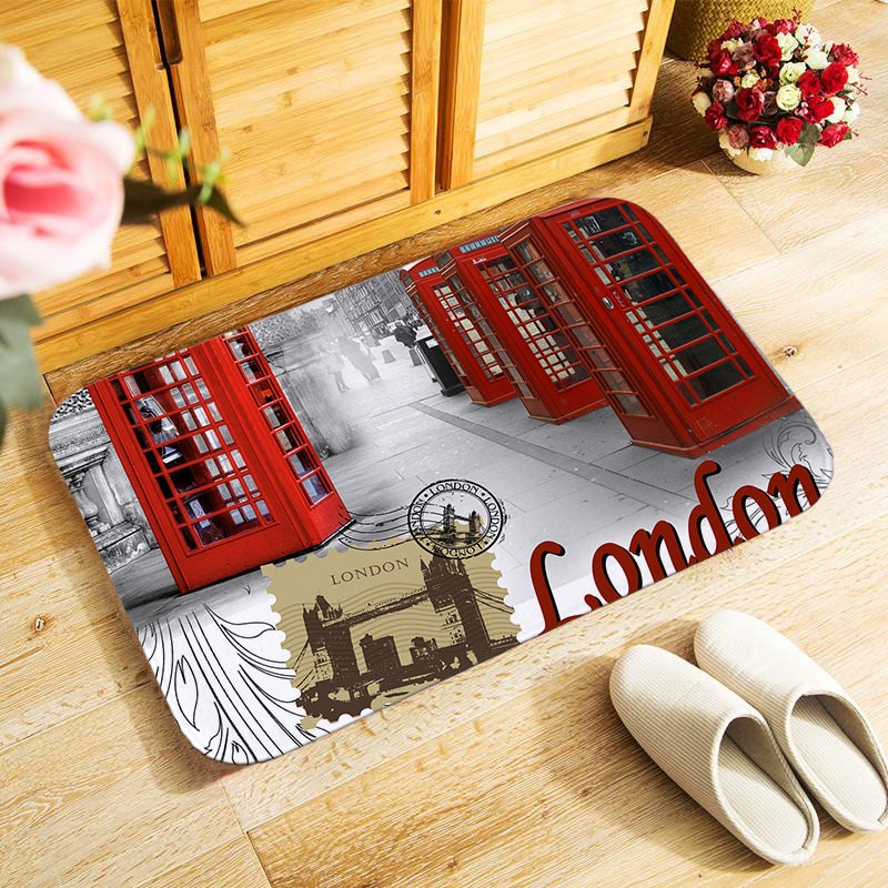 Retro london mobiltelefonboks 40 x 60cm udendørs entré dørmåtte lille område tæppe til soveværelse køkken gang dørmåtte skridsikre dørmåtte: Mu 138