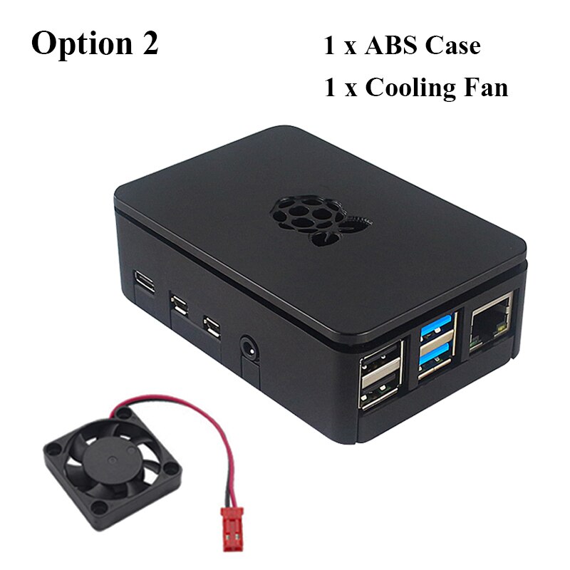 Raspberry Pi 4 ABS Case Raspberry Pi 4 Model B Pi 4B Case Black Box Shell Enclosure support Cooling Fan Aluminum Heat Sink: Option 2