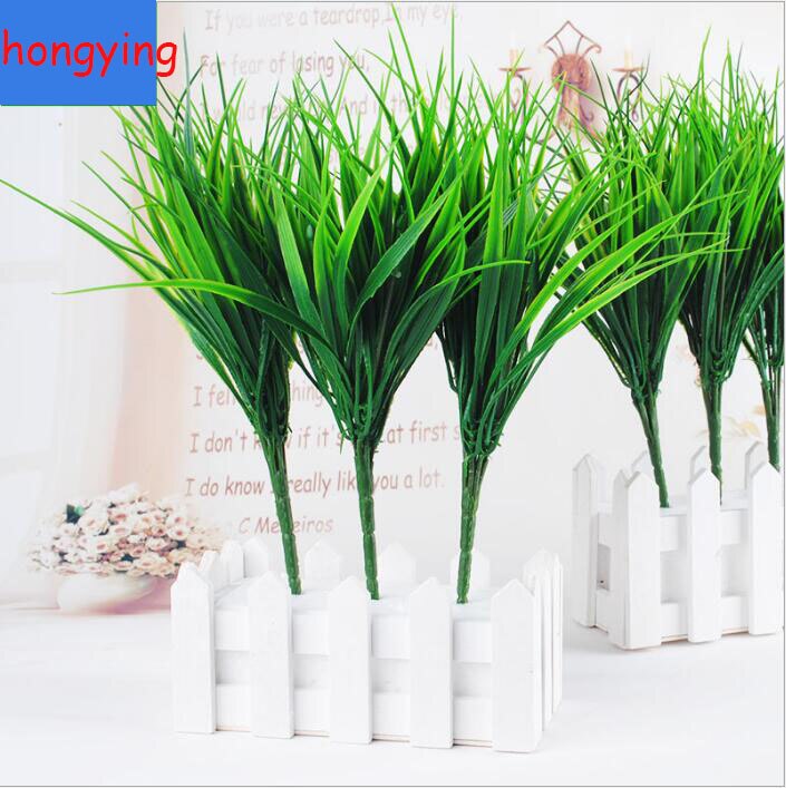 1 stks Gesimuleerde groene plant Plastic gras 27 cm lange bloemschikken materialen Bruiloft decoratie kunstbloemen