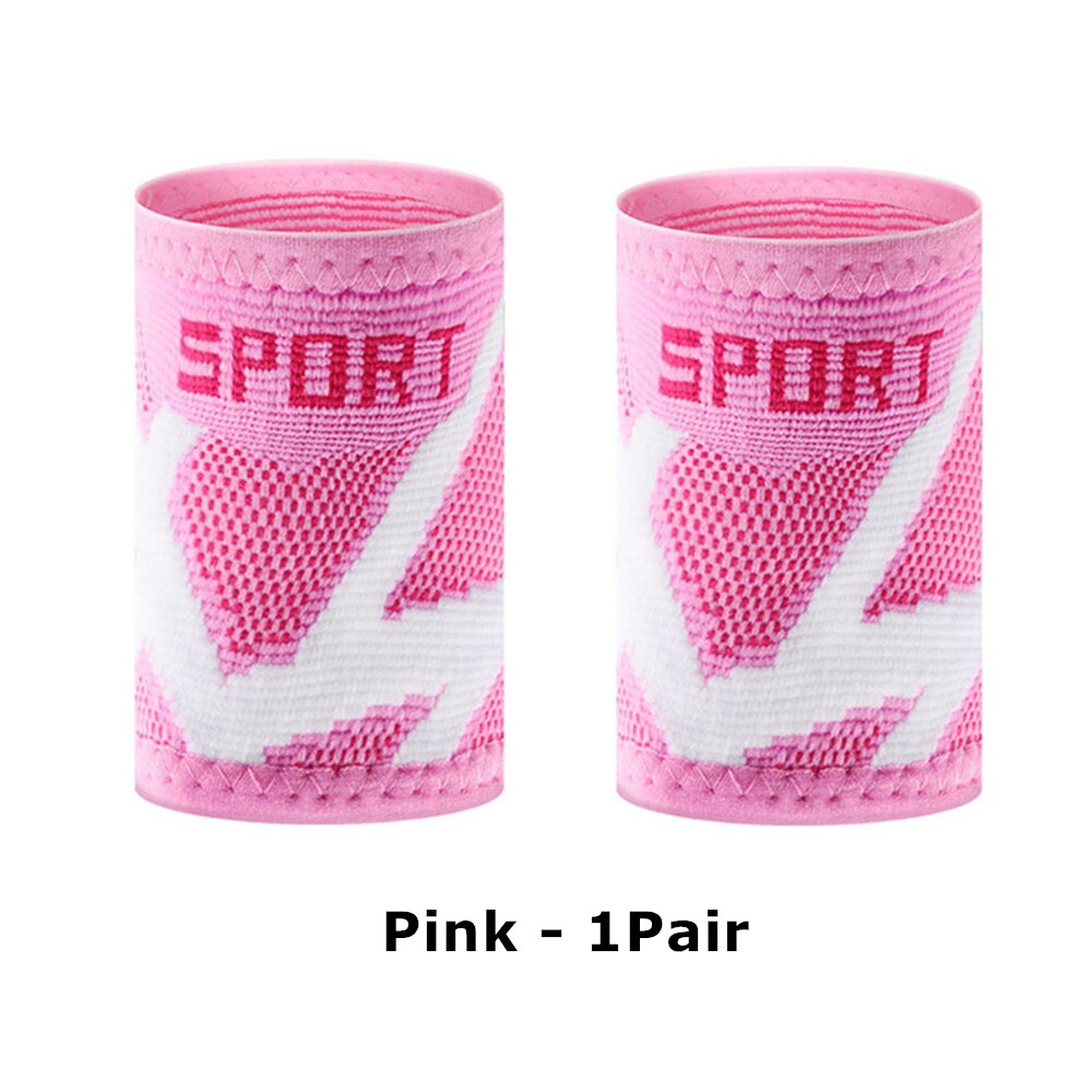 Muñequera deportiva transpirable y elástica, equipo de Fitness para gimnasio, levantamiento de pesas, envolturas de muñeca para baloncesto, tenis, bádminton, 2 uds.: Pink-2PCS