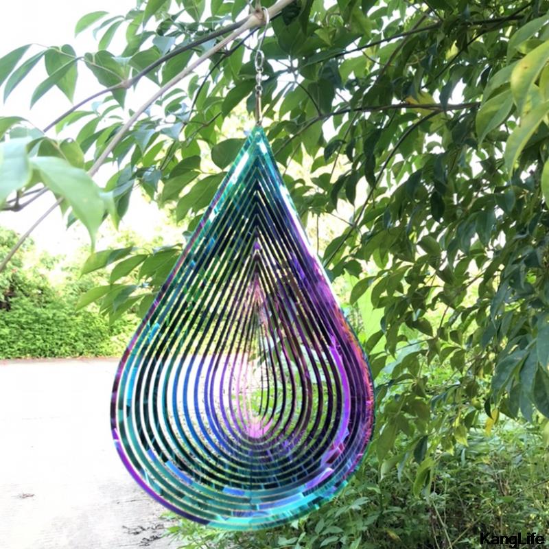 Edelstahl Schlagen Herz Wind Spinner Metall 3D Rotierenden Windspiele Dekor Haus Hängen Anhänger Ästhetischen Zimmer Dekor Handwerk: bunt 30x20cm