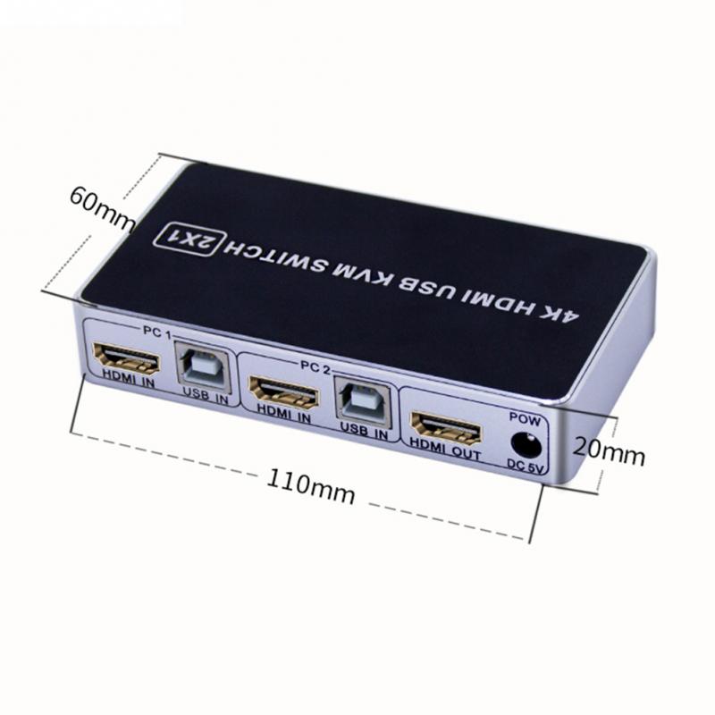 4K Ultra HD Hdmi Poort Delen KVM Switch Box Voor Toetsenbord USB 2.0 Plug En Play