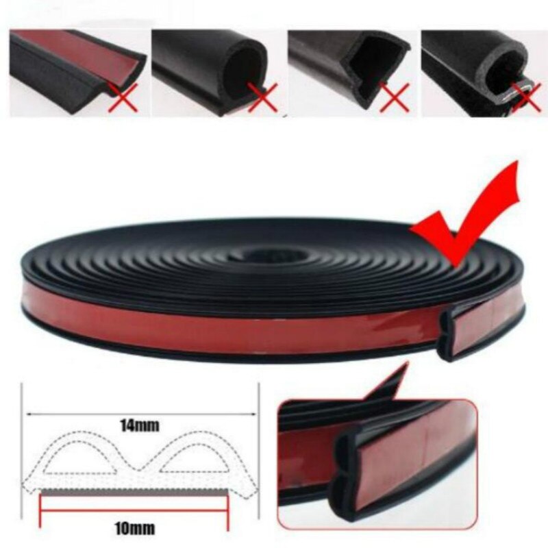B Shape Car Rubber Strip Car Door Seal Strips Sticker Weatherstrip Rubber Seals Sound Insulation Sealing Car Accessories 5M