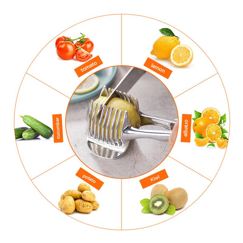 Roestvrij Staal Aardappel Snijmachine Tomaat Cutter Tool Shreadders Fruit Citroen Snijden Houder Slice Koken Gereedschap Keuken Accessoires