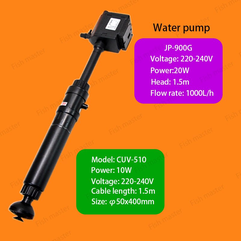 SUNSUN-Lámpara germicida UV para acuario, dispositivo externo para eliminar alage, CUV303, 305, 505, 510: 510 and pump